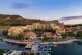 Aerial sunset view of the Lake Las Vegas Resort