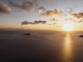 Aerial sunset view of Langford Island, Whitsunday Islands, Queensland, Australia