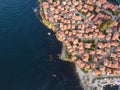 Aerial sunset view of old town of Sozopol, Bulgaria Royalty Free Stock Photo