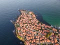 Aerial sunset view of old town of Sozopol, Bulgaria Royalty Free Stock Photo