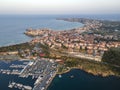 Aerial sunset view of old town of Sozopol, Bulgaria Royalty Free Stock Photo