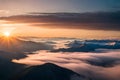 Aerial sunset view over the Blue Ridge Mountains. Royalty Free Stock Photo