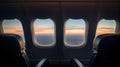 Aerial Sunset View Over the Sea from Airplane Window Royalty Free Stock Photo