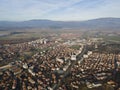 Aerial sunset view of town of Kyustendil, Bulgaria Royalty Free Stock Photo