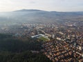 Aerial sunset view of town of Kyustendil, Bulgaria Royalty Free Stock Photo