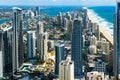 Aerial of Surfers Paradise city and beach, Gold Coast, Australia Royalty Free Stock Photo