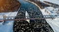 Aerial survey of ice drift. bird`s eye view Royalty Free Stock Photo