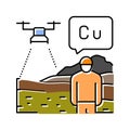 aerial surveying exploration copper color icon vector illustration