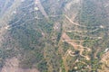 Aerial Of Switchbacks On Steep Slope In California