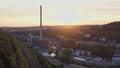 Aerial tilt view of industry of a city in germany - wuppertal in nordrhein westfalen