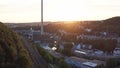 Aerial tilt view of industry of a city in germany - wuppertal in nordrhein westfalen