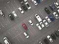 Aerial top down drone shot of city parking.