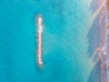 Aerial top down view on artificial reef close to the shore in Mediterranean sea