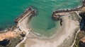 Aerial top down view of beautiful bay.  Bolata beach on Black sea, Bulgaria. Famous bay near Cape Kaliakra Royalty Free Stock Photo