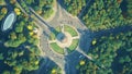 Aerial top down view of Berlin Victory Column roundabout traffic Royalty Free Stock Photo