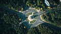 Aerial top down view of Berlin Victory Column and roundabout traffic. Germany Royalty Free Stock Photo