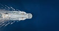 Aerial top down view of a big car carrier ship RORO Royalty Free Stock Photo