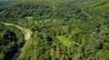 Beautiful aerial landscape views of the Caucasus Mountains and Forest