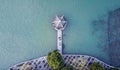 Aerial top-down view on Chinese small pagoda