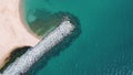 Aerial top down view of Mediterannean Sea along Costa Brava Palamos Catalonia