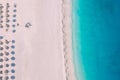Aerial top down view of Myrtos beach on summer day, Greece Royalty Free Stock Photo