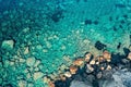 Aerial top down View of Ocean With Rocks and Water in Cyprus Royalty Free Stock Photo