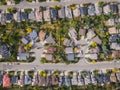 Aerial Top Down View of Residential Neighbourhood in Calgary, Alberta, Canada Royalty Free Stock Photo