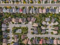 Aerial Top Down View of Residential Neighbourhood in Calgary, Alberta, Canada Royalty Free Stock Photo