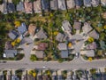 Aerial Top Down View of Residential Neighbourhood in Calgary, Alberta, Canada Royalty Free Stock Photo