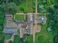 Aerial view of Rufford Old Hall historic family residence in Lancashire