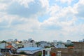 Aerial top-down view of slum community, Thailand. Royalty Free Stock Photo