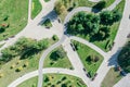 Aerial top view of walking paths on summer park Royalty Free Stock Photo