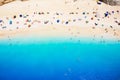 Aerial top down view to the famous beach of Porto Katsiki, Lefkada island, Greece Royalty Free Stock Photo