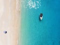 Aerial top down view to a secluded paradise beach on the island of Kefalonia