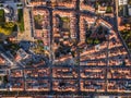 Aerial Top Down View of Traditional Residential Neighbourhood in Lisbon, Portugal