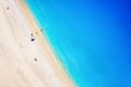 Aerial top down view of the turquoise sea of Myrtos beach, Kefalonia, Greece Royalty Free Stock Photo