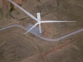 Aerial top down view of wind turbine in Oklahoma