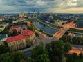 Aerial top night view of Old Town in Vilnius, Lithuania Royalty Free Stock Photo