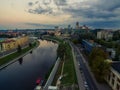 Aerial top night view of Old Town in Vilnius, Lithuania Royalty Free Stock Photo