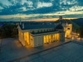 Aerial top night view of Vilnius, Lithuania: cathedral, Upper Castle Royalty Free Stock Photo