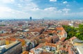Aerial top panoramic view of Turin city historical centre Royalty Free Stock Photo