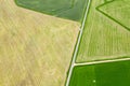 Aerial top view of agricultural fields with different crops Royalty Free Stock Photo