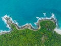 aerial top view amazing freedom beach small white sand beach with perfect nature. . Royalty Free Stock Photo