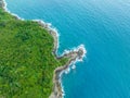 aerial top view amazing freedom beach small white sand beach with perfect nature. . Royalty Free Stock Photo