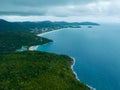 aerial top view amazing freedom beach small white sand beach with perfect nature. . Royalty Free Stock Photo