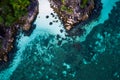 Aerial top view of amazing tropical paradise Koh Kra island in Thailand