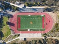 Aerial top view of American football field in San Diego, California, USA Royalty Free Stock Photo