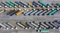 Aerial top view automotive fuel tankers shipping fuel Royalty Free Stock Photo