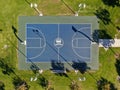 Aerial Top view of basketball field inside a park of Chula VIsta City