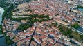 Aerial top view of Beziers town architecture and cathedral from above, France Royalty Free Stock Photo